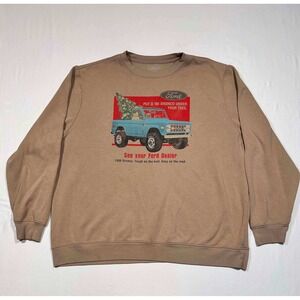 Ford Bronco 1966 Christmas Graphic Sweatshirt Mens XXL Brown Vintage Style